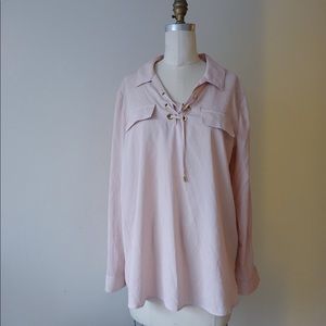 Calvin Klein pink blouse lace up